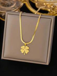 1pc Stainless Steel Necklace, Vintage Gold Flower Pendant, Thick Twisted Chain, Fashion Charm Necklace For Women, Mother's Day Gift, Valentine's Day Gift, New Year Party Gift, Holiday Gift, Anniversary Gift