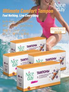 Niceday 16pcs/32pcs/48pcs/64pcs/80pcs/96pcs Super Absorbent Tampon Style Invisible Feminine Hygiene Tampons, Short Tampons Can Be Used For Swimming & Surfing, Replacing Sanitary Pads - White - View 13