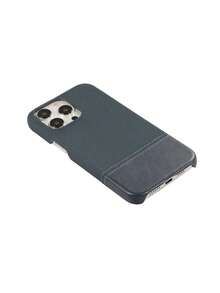 1件装奢华皮革拼接手机壳，兼容 17 AIR 16 15 14 13 12 Pro Max Plus，软质后盖，商务风格 - 藍色 - 查看 5