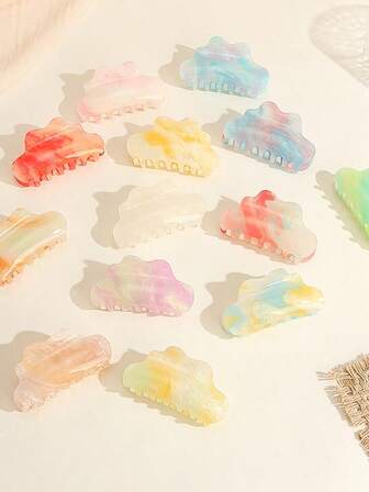 2 piezas Pinza de pelo con forma de nube de acrílico que cambia de color, con un accesorio elegante y dulce de estilo de niña, pinzas elegantes de moda, garras de pelo casual