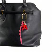 1pc Unique Design Tassel Heart Agate Beaded Bag Charm Accessory Unisex Versatile For Gift And Daily Use Keychain Purse Charm Keyring Y2K - Multicolor - View 7