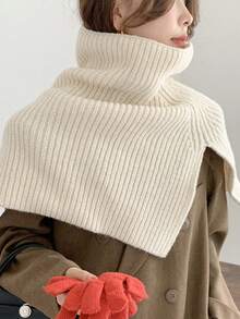 1 szt. Damski, jednokolorowy, dzianinowy, ciepły szalik, modny, uniwersalny i wygodny szal, ocieplacz na szyję na jesień i zimę, odpowiedni do noszenia na co dzień i na zewnątrz - A - Zobacz 8