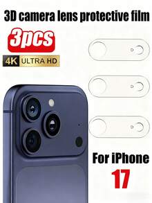 适用于 17 Pro Max/17/17 Pro/17 Air/16/15/14/13/12/11 的 3 片装摄像头镜头保护膜，军规级防刮膜，9H 钢化玻璃摄像头屏幕保护膜，[不影响夜间拍摄]，透明 - 無色 - 查看 12