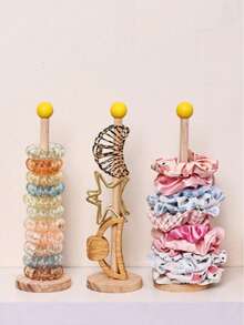 3pcs Wooden Hair Accessory Organizer Rack, Headband, Hair Tie, Hair Clip, Jewelry Display Stand, Suitable For Stylists, Home Decor, Hair Accessories And Jewelry Display, Ideal For Stylists, Gender Reveal Parties, Birthdays, Weddings, Parties, Perfect Gift For Coworkers, Friends And Family, Back To School Essential