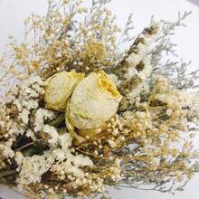 1 Bouquet Mixed Flowers Including Baby's Breath, Eucalyptus, Roses, Natural Plant Flower Bouquet For Vase, Wedding, Bridal Bouquet, Home/Office Decor, Party - Yellow - View 4
