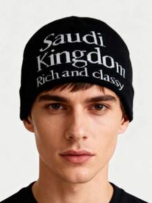 1pc These Men's Knit Beanies With "Saudi Kingdom Rich And Classy" Lettering Come In Multiple Colors, Offering A And Warm Design, Making Them Ideal Fashion-Forward Winter Headwear - Multicolor - View 8