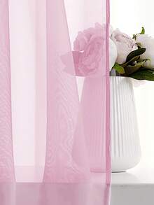 1 件纯色薄纱窗帘，带杆袋，轻盈透明，适用于卧室、书房、客厅、阳台等场所。现代风格，轻薄透气，100% 涤纶面料，透明不遮挡视线。