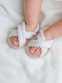 Infant Infant Girls Summer Sandals Shoes With Flower Soft Sole Newborn Toddler First Walker Crib Dress Shoes 0-3 6-12 12-18 Months - White - View 11