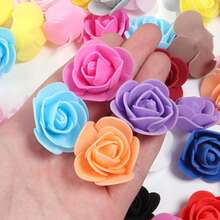 50 pièces Têtes de fleurs de rose artificielles, fleurs en mousse de PE convenant pour ours en rose DIY, décoration de mariage, emballage cadeau, accessoires cheveux - Multicolore - Voir 3