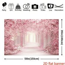 Banner phẳng 2D 1 Phông nền chụp ảnh hoa, Cổng vòm hoa anh đào màu hồng bằng polyester, Giặt máy, Không cần điện, Thích hợp cho ảnh chân dung tại nhà và trang trí tiệc, Có nhiều kích cỡ - 1 - Xem 5
