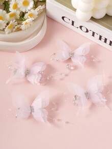 4 chiếc kẹp tóc hình bướm 3D đính pha lê trong suốt, phụ kiện tóc thời trang dễ thương phù hợp cho phụ nữ, thiếu nữ, bé gái, dự tiệc, làm quà tặng, ngày lễ, trang phục thường ngày, phụ kiện tóc, kẹp càng cua, kẹp tóc cài, kẹp tóc. - Hồng - Xem 14