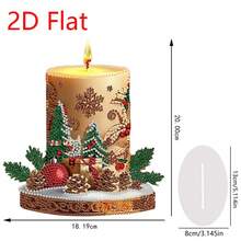 2D flaches Weihnachtskerzen-Muster Diamant-Malerei Dekoration, DIY Spezialform Kristall Diamant Mosaik Kunstwerk, Feiertags-Geschenk, Handwerkskunst um Selbstvertrauen und Erfolgsgefühl zu steigern, geeignet für Schlafzimmer, Büro, Wohnzimmer Tischdekoration - Verschiedenfarbig - Übersicht 3