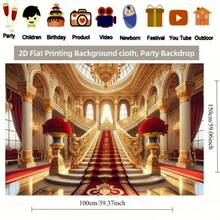 2D Flat BannerGolden Elegant Palace, Polyester And Nylon, Multi-Purpose For Holiday Parties, Courtyard, Studio - 1 Item - View 3