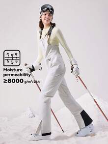 VECTOR MOTION Montis Padded Ski Bib Pants, Elastic, Waterproof, Abrasion-Resistant, Windproof, Breathable, Cold-Proof, Taped Seams, Straight Leg, For Single/Double Board Skiing White Winter Sports - White - View 4