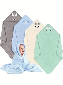 Baby Bath Towel - Suitable For Both Baby Boys And Girls; Ultra-Soft Microfiber Baby Bath Towel With Unique Animal Cartoon Design, A Must-Have For New - Multicolor - View 1