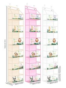 1 قطعة منظم علوي للباب مع 6 جيوب - حقيبة تعليق لتخزين مستلزمات الطفل من حفاضات وممسحات وألعاب وملابس - موفر للمساحة وبتصميم جميل بشكل حيوانات لغرفة الطفل. - متعدد الألوان - مشاهدة 4