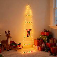1pc Santa Claus Ladder Light, USB Power Supply, LED Garden Christmas Tree Garden Decoration, Leather Wire Ladder Light Suitable For Outdoor Garden Christmas Day Party Scene Decoration, Window Or Indoor Christmas Decoration, Christmas Decoration Outdoor Light, Holiday Lighting, Christmas Outdoor Decoration, Party Supplies - Yellow - View 11