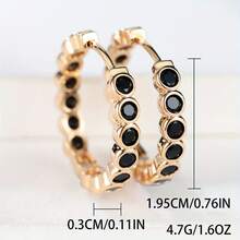 Elegant Gold Hoop Earrings With Shiny Brown Zirconia - Copper, Women's Sparkling Party Style|Suitable Daily Wear And Gatherings, Valentine's Day And New Year, Novel Earrings - 紫色 - 查看 4