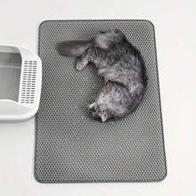 Alfombra para arena de gato de doble capa con material EVA - Control de olores, antideslizante, diseño fácil de limpiar para gatos de interior, duradera y cómoda para el manejo de desechos de mascotas, alfombra para caja de arena, accesorio moderno para mascotas, material fácil de limpiar