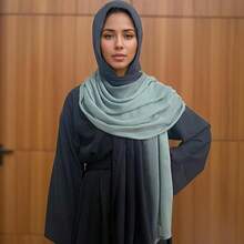 Gradient Dual Color Scarf,Elegant Ombre Headwraps Hijab, Modal Cotton Feel Lightweight Sunscreen Shawls For Women,3#Cyanblack - 3#cyanblack - View 4