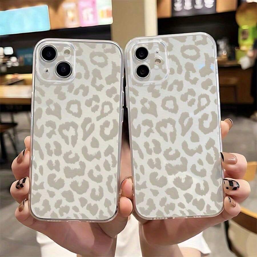 Clear White Leopard Print Design, UV Printed Phone Case For IPhone 16, 16 Plus, 16 Pro, 16 Pro Max, 13, 13 Pro, 13 Pro Max, 12, 12 Pro, 12 Pro Max, 11, 11 Pro, 11 Pro Max, 7, 8, X And Other Models - 無色 - 查看 1