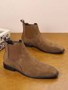 男士麂皮切尔西踝靴，舒适弹力套穿设计，商务休闲，经典款式，多种颜色可选