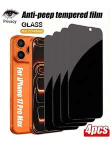 四片装隐私钢化玻璃屏幕保护膜，兼容 17/17 Air/17 Pro/17 Pro Max/16/16 Pro/16 Pro Max/15/14/13/12/11 Pro Max/XR/X/XS Max/7/8 Plus/SE 2025。防刮、防震、防水、防指纹。这款防刮保护膜透光率高，采用耐用玻璃材质，防水防尘。是手机配件爱好者和科技达人的理想之选。 - 黑色 - 查看 32