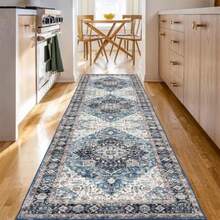 Runner Rug 2*8 Vintage Boho Rug For Hallway Kitchen Living Room Bedrooms Playroom Office Ultra-Soft Low Pile Washable Non Slip Stain Resistant Printed Carpet In Blue/Navy Design - BlueNavy - View 1