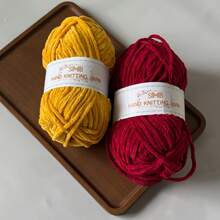 2 Skeins*50G Polyester Icelandic Chenille Yarn, Super Soft & Cozy, Warm, Easy To Shape, Vibrant Colors, Ideal For Handmade Knitting Projects Like Hats, Scarves, Blankets, Long Skein Length Approx. 55m/59yds Per Skein, Beginner Friendly