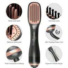 3-In-1 Hot Air Brush, Comb, Hair Dryer, Straightener, Quick Curler, Electric Straightener, Electric Hair Dryer, 3-In-1 Hot Air Brush, Hair Brush, Styling Brush, Blow Dry Brush, Hair Straightener, Curler, Slouchy Curler, Leak-Proof Design, Straighten Hair - EU C Type Plug(220-240V) - View 5
