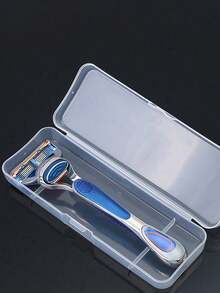 1pc Plastic Shaver Case, Portable Travel Razor Holder Box, Universal Shaving Razor Storage Container With Flip Cover - Transparent - View 2