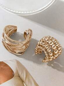 2pcs Fashionable Minimalist Sexy Personalized Asymmetric Geometric Twist Clip-On Earrings, Suitable For Women's Daily Outings, Activities, Parties, Banquets, Perfect Gift For Friends, Partners, Family