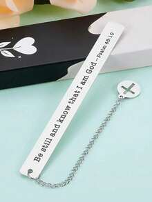 1pc Fashionable And Minimalist Easter Cross Jesus Printed Bible Bag And1pc Stainless Steel Bookmark With Cross And Chain, Handbag With Handle Zipper Pocket - Multicolor - View 13