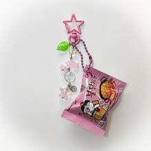 Handmade Pentagram Keychain - Cute Animal And Food Charms With Snap Buckle, Durable Zinc Alloy, Beautiful Keychain Accessories, Suitable For Keys, Bags, Backpacks, Cute Keychain Accessories, Bag Charms, Playful Design, Metal Surface, Keychain, Keychain, Keychain - Hồng - Xem 8