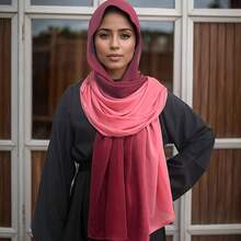 Gradient Dual Color Scarf,Elegant Ombre Headwraps Hijab, Modal Cotton Feel Lightweight Sunscreen Shawls For Women,9#Redpink - 9#紅粉色 - 查看 4