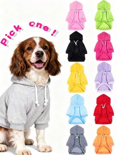 1pc Polyester Brown Dopamine Series Warm Basic Hooded Sweatshirt For Indoor & Outdoor Cats And Dogs