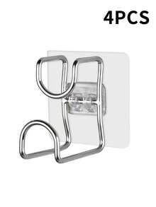 2/4/6个装时尚不锈钢拉丝壁挂式加厚重型储物挂钩，不锈钢可折叠水槽挂钩 - 易于安装，无需钻孔壁挂式储物架，适用于浴室和厨房，易于安装，金属材质，实用，适合庭院收纳，多功能挂钩