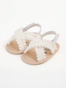 Infant Infant Girls Summer Sandals Shoes With Flower Soft Sole Newborn Toddler First Walker Crib Dress Shoes 0-3 6-12 12-18 Months - White - View 6