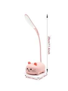 USB Rechargeable Eye-Caring Desk Lamp, Cute Cat LED Study Reading Light, Foldable, Dimmable Bedside Lamp For Bedroom, Student Dorm