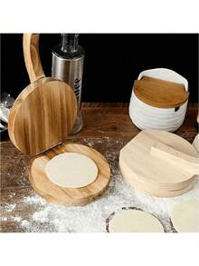 1个带手柄的木制面团压模，不粘汉堡肉饼制作器，家用厨房适用