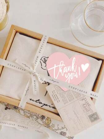 50pcs New Elegant Heart-Shaped Thank You Labels "Thank You For Supporting My Small Business" - Handmade Craft Supplies, Valentine's Day