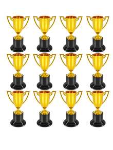 1/6/12pcs Gold Trophy Cup, Plastic Mini Trophy, Sports Game Competition Award Prize, Spelling Bee Contest Reward, Party Favor