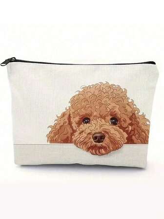 Fashionable And Grooming Bag With Dog Head, European And American Minimalist Modern Horizontal Square Makeup Bag