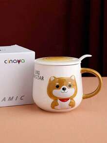 1PC 10OZ Embossed White Ceramic Mug With Lid Set, Coffee Cup, Tea Cup, Multi-Functional Tableware For Home, Office, Parties, Usable All Year Round