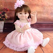 1件22英寸精致亮片裙仿真玩具，全乙烯基材质，可DIY发型，转世娃娃换装游戏，娃娃，生日礼物 - Vinyl Body Doll - 查看 2