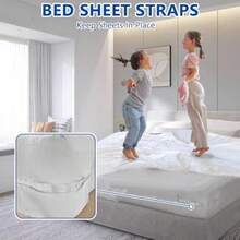 Bed Sheet Holder with Lock Strips Sujetador de sábanas antideslizante para sábanas ajustables de esquina de fácil instalación Blanco - blanco - Ver 2