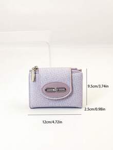 女士短款钱包，编织纹理柔软精致PU钱包，时尚按扣双拉链大容量多功能钱包卡包，轻巧简约手拿包，适合作为节日礼物