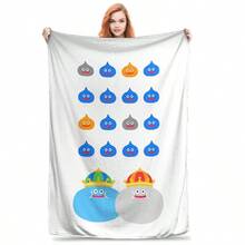 D-Dragon Quest Slime Blanket  Super Warm Comfortable Plush Throw Blanket For  Bedroom Flannel Bedspread Bed Cover11.Jpg - trắng - Xem 1