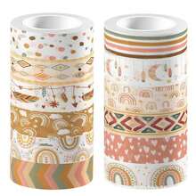 Bohemian-Style Tape, DIY Stationery, Cartoon-Themed, Cute, Creative, Fun, Water-Resistant, Candy Stickers, Phone Stickers, For Use In Journal Decorations, Collage Materials, Scrapbooks, Diaries, Notebooks, Handicrafts - Multicolor - View 2