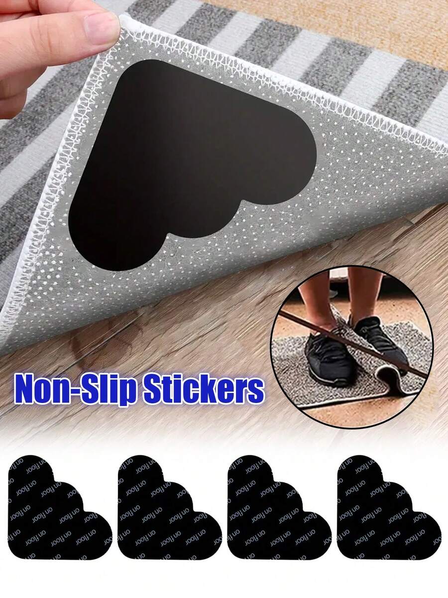 Reusable Washable Cloud Mat Tape Stickers - Double-Sided Non-Slip Mat Holders,Rug Gripper,For Hardwood Floors & Tile, Black Silicone With Playful Cloud Pattern, Easy To Apply & Remove, Perfect For Indoor Use In Living Rooms, Offices, And Home Decor, Rugs For Living Room, Office Floor Covering,Durable Flooring,Home Essentials - Black - View 1